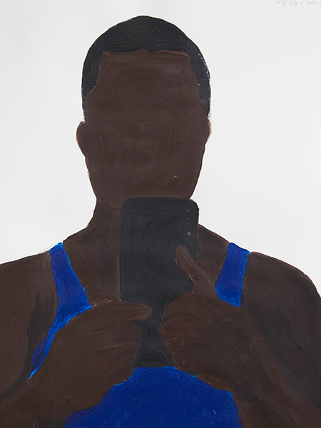 DIDIER VIODÉ, n°18-L’autoportrait d’un confiné, 09 avril, 36x48 cm, acrylique sur papier, 2020