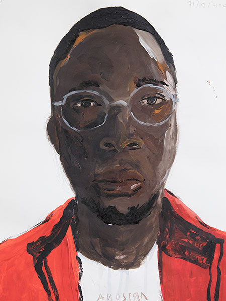 DIDIER VIODÉ, n°7-L’autoportrait d’un confiné, 31 mars, 36x48 cm, acrylique sur papier, 2020