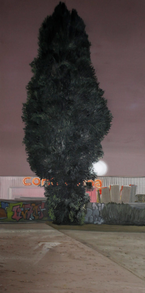JOËL DEGBO, Con..na/Co...ma/Coma, oil on canvas, 160x79cm, 2020
