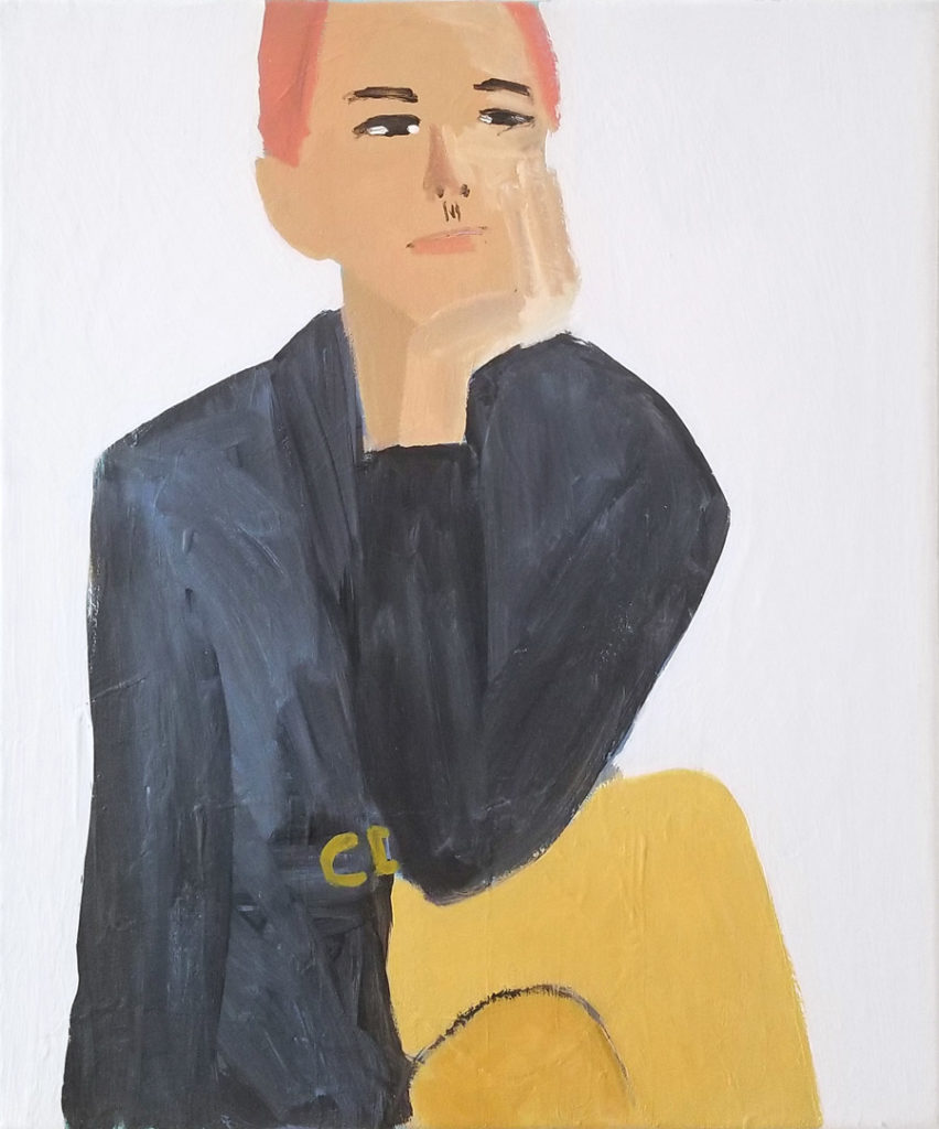 GREGORY OLYMPIO, Contrefaçon ou Front row. 55x46cm, acrylic on canvas, 2020
