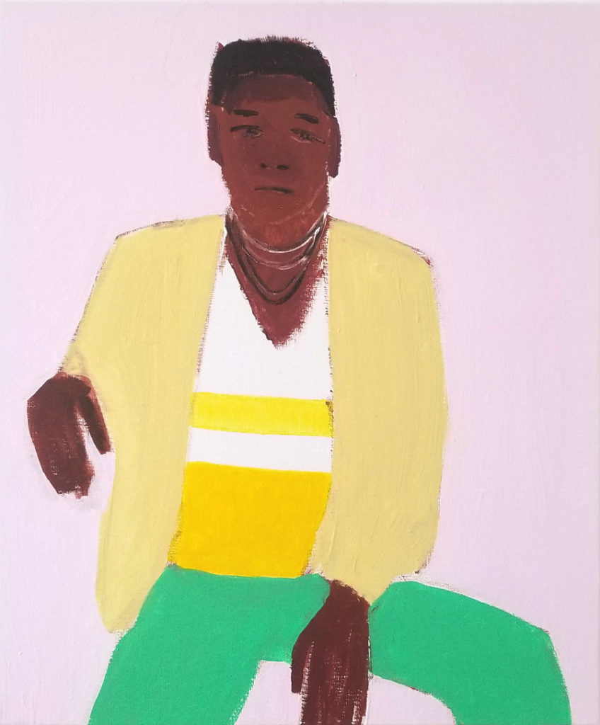 GREGORY OLYMPIO, Sans titre (veste beige), 46x55cm, acrylique sur toile de lin, 2020