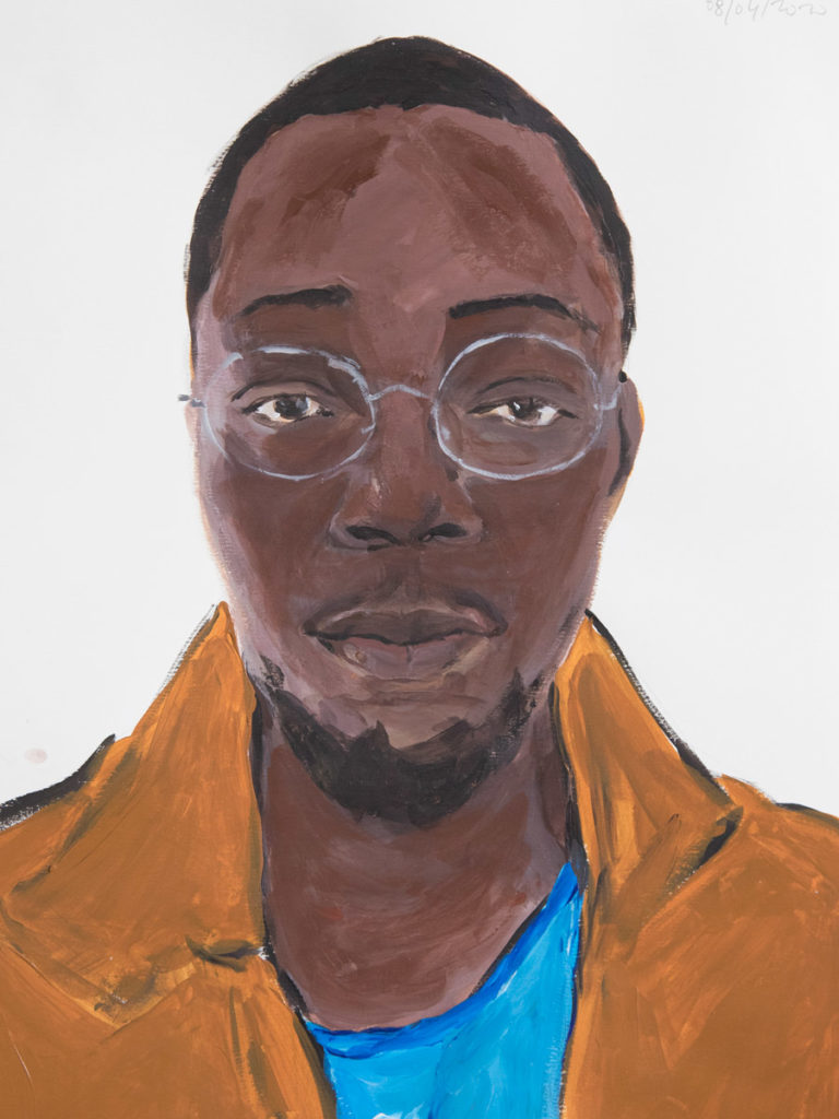 DIDIER VIODÉ, n°15-L’autoportrait d’un confiné, 08 avril, 36x48 cm, acrylique sur papier, 2020