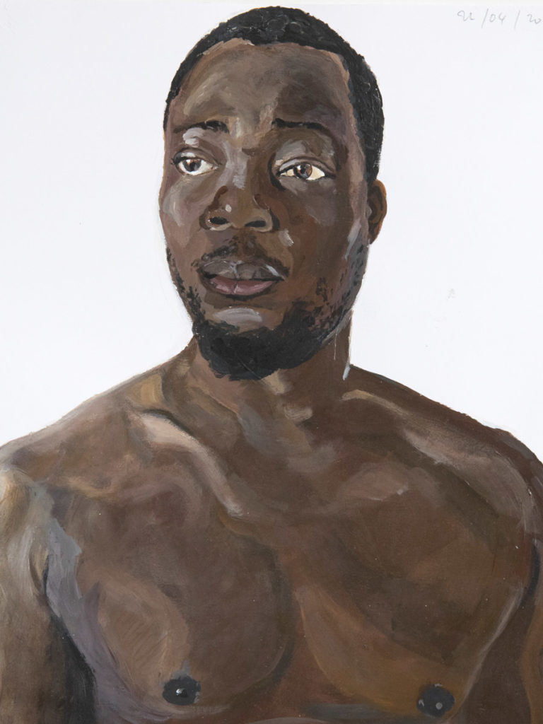 DIDIER VIODÉ, n°29-L’autoportrait d’un confiné, 22 avril, 36x48 cm, acrylique sur papier, 2020