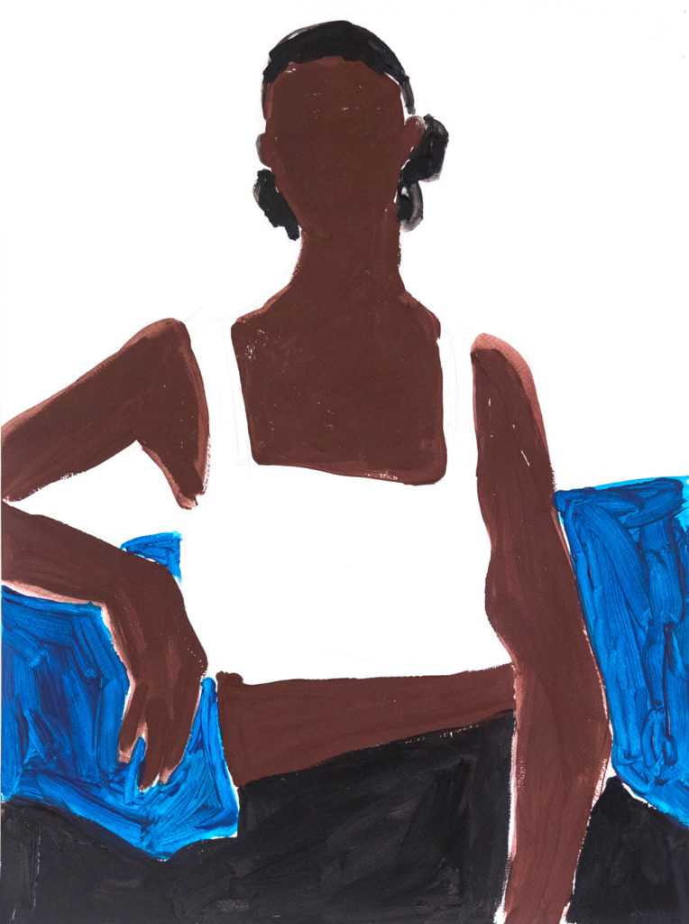 DIDIER VIODÉ, Femme assise, 48x36cm, acrylique sur papier, 2021