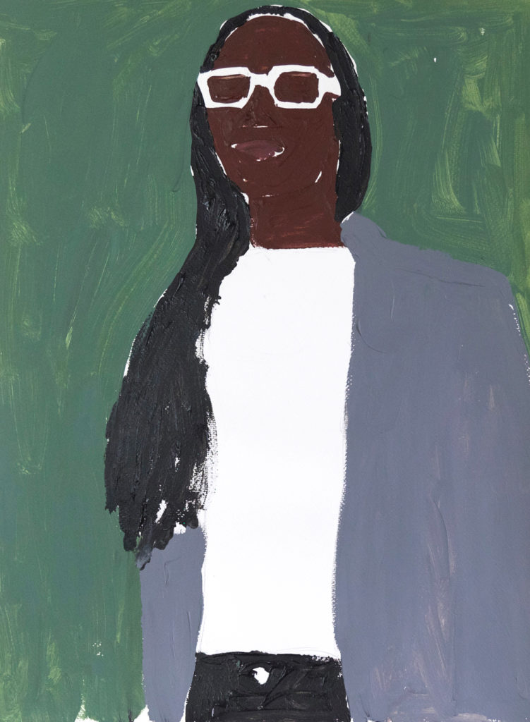 DIDIER VIODÉ, Femme aux lunettes blanches, 48x36cm, acrylique sur papier, 2021