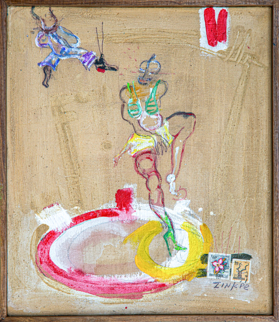 ZINKPÈ, Désir II, 36.5x31.5 cm, acrylique et pastel gras sur toile, 2023