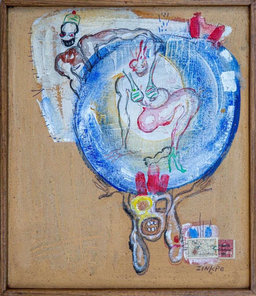 ZINKPE, Désir, 36.5x31.5 cm, acrylic and oil pastel on canvas, 2023